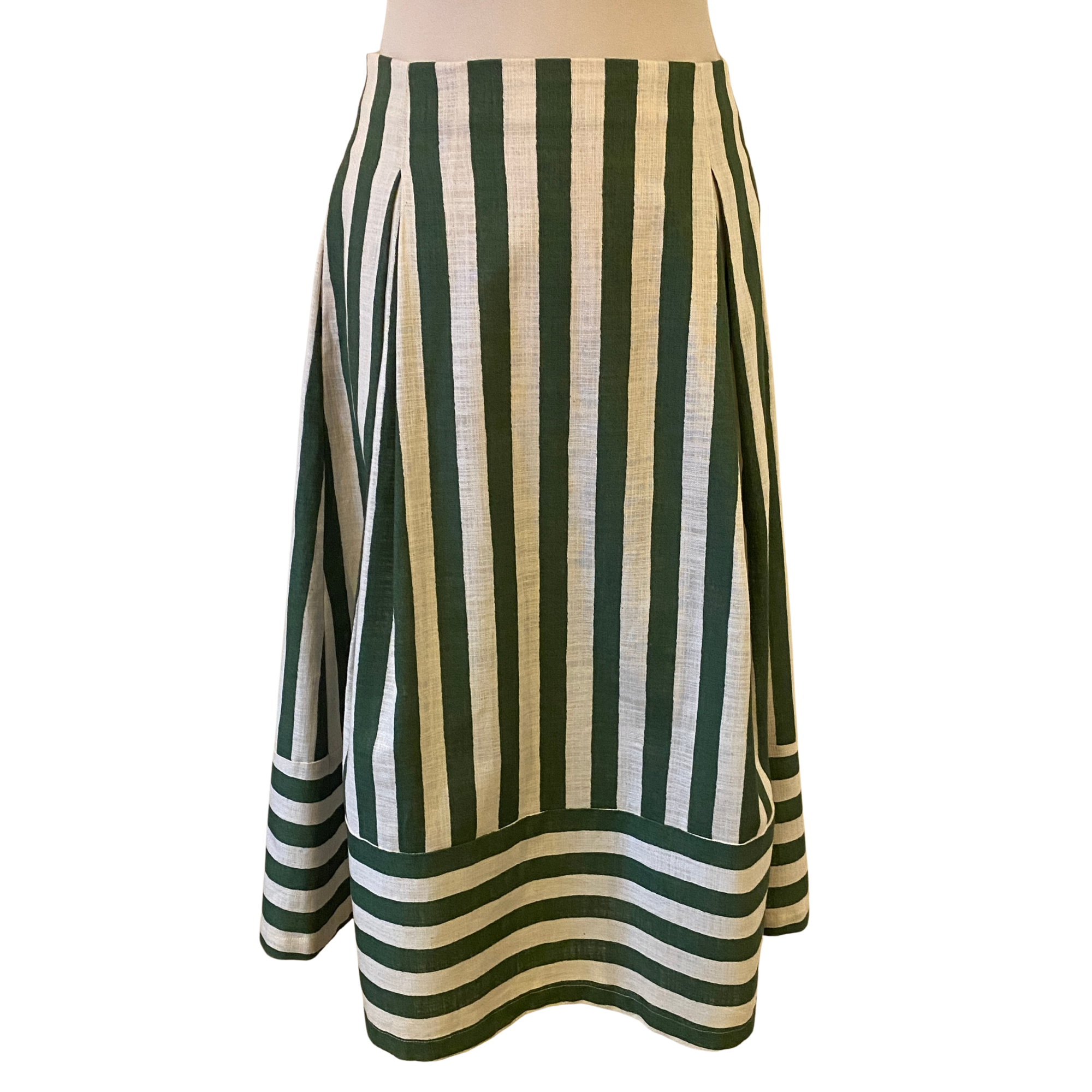 SEVENBERRY ~ Linen Look Cotton ~ Green Stripe - The Avid Seamstress