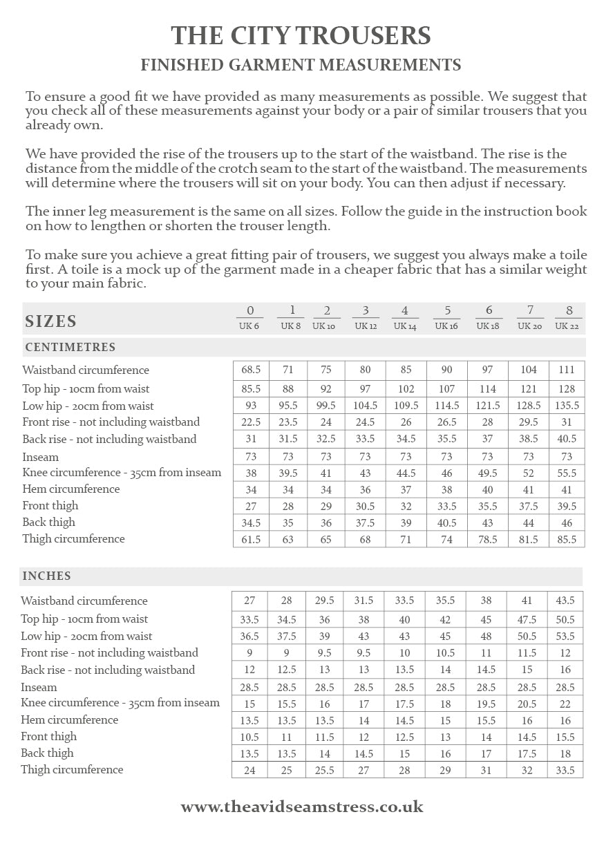 The City Trousers Sewing Pattern - The Avid Seamstress