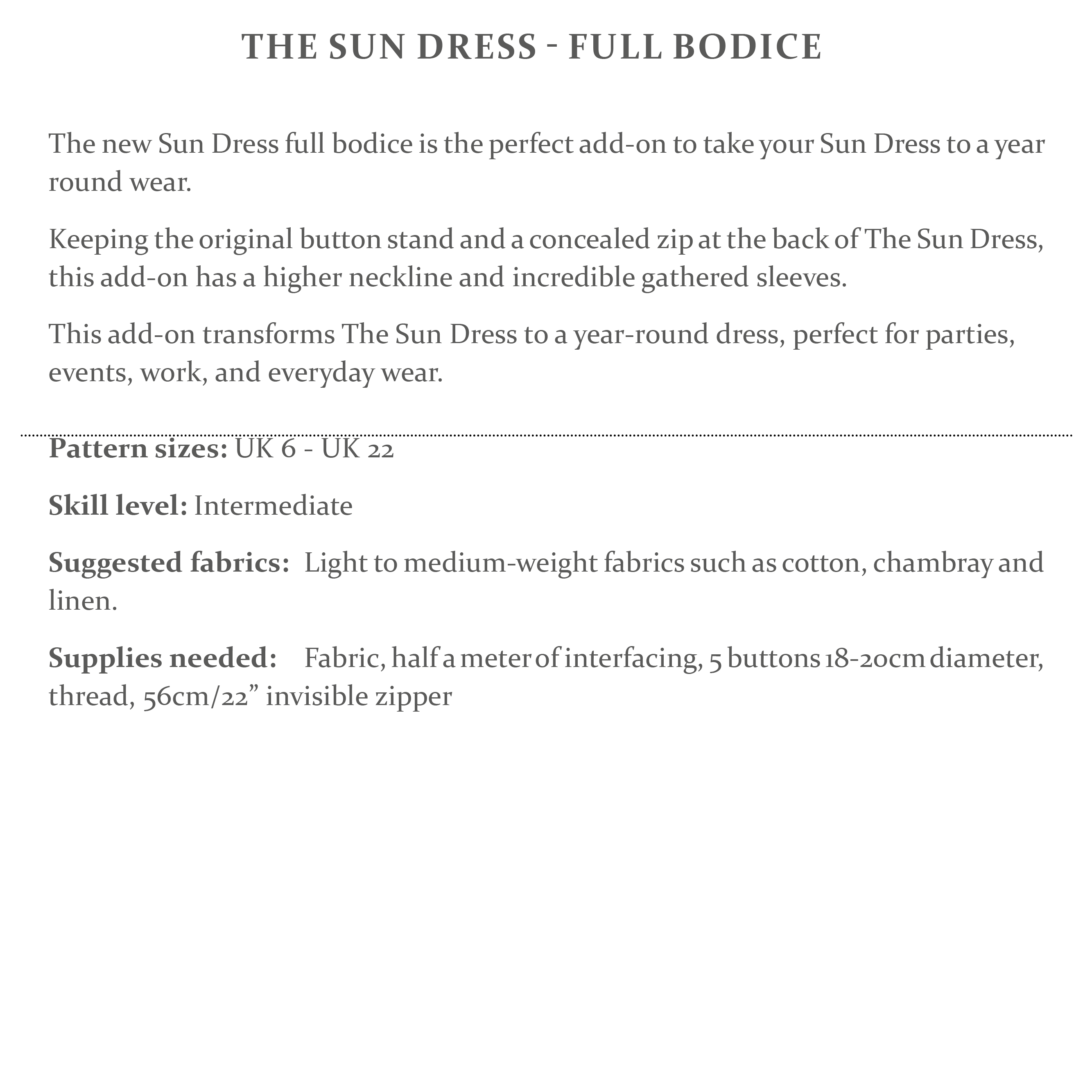 The Sun Dress - Bodice Expansion Pack