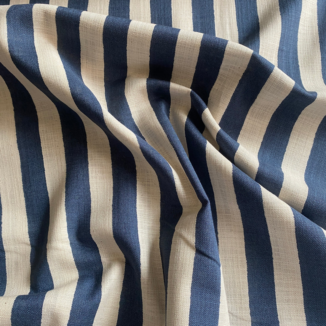 SEVENBERRY ~ Linen Look Cotton ~ Blue Stripe