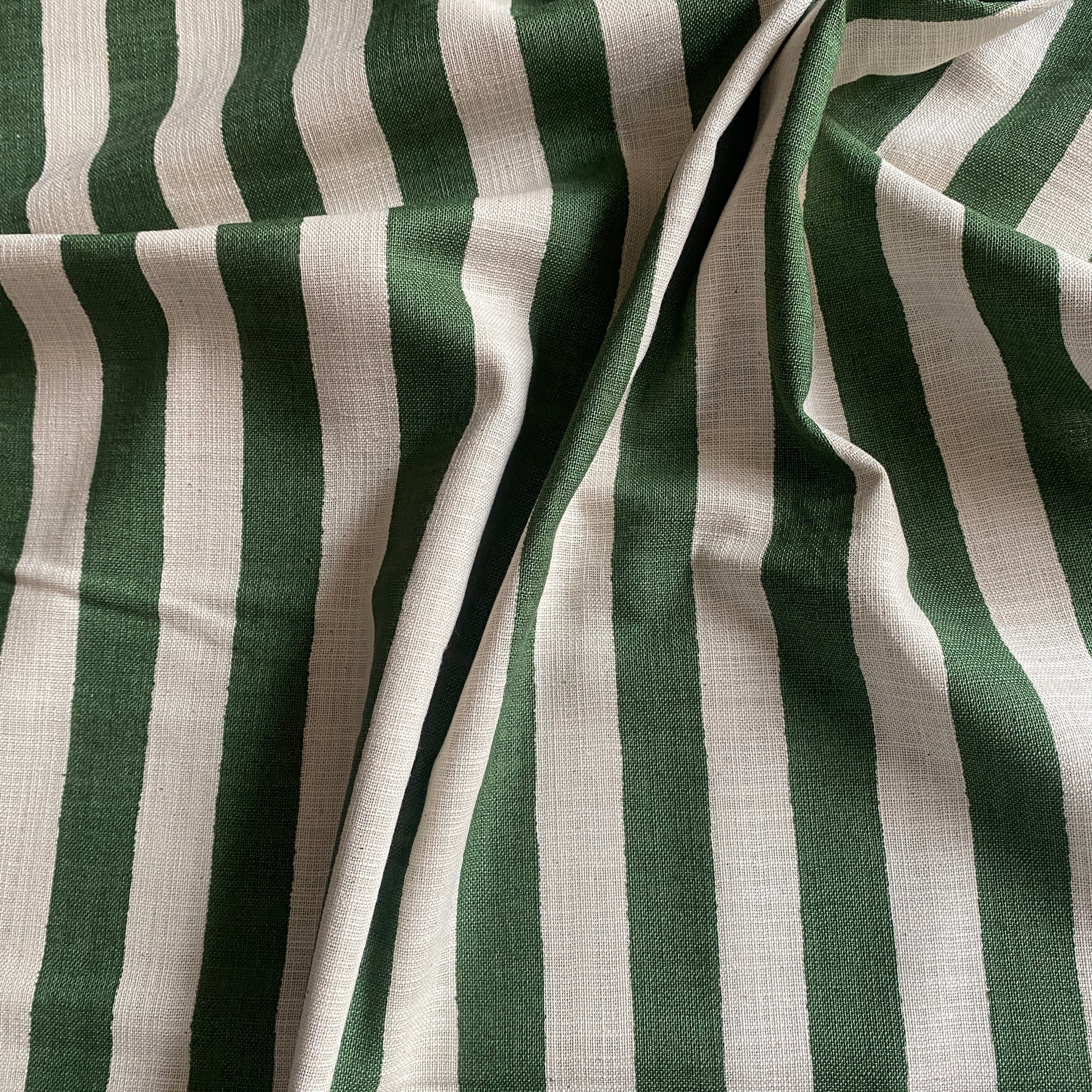 SEVENBERRY ~ Linen Look Cotton ~ Green Stripe - The Avid Seamstress