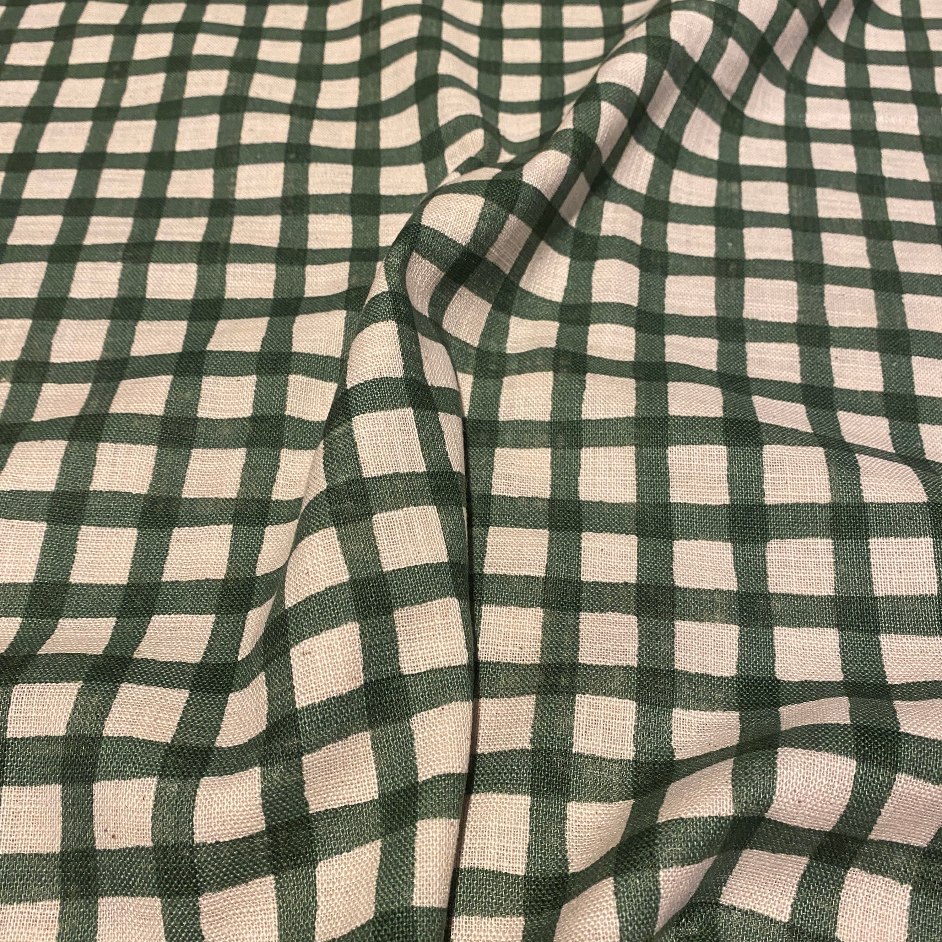 SEVENBERRY ~ Linen Look Cotton ~ Green Gingham - The Avid Seamstress
