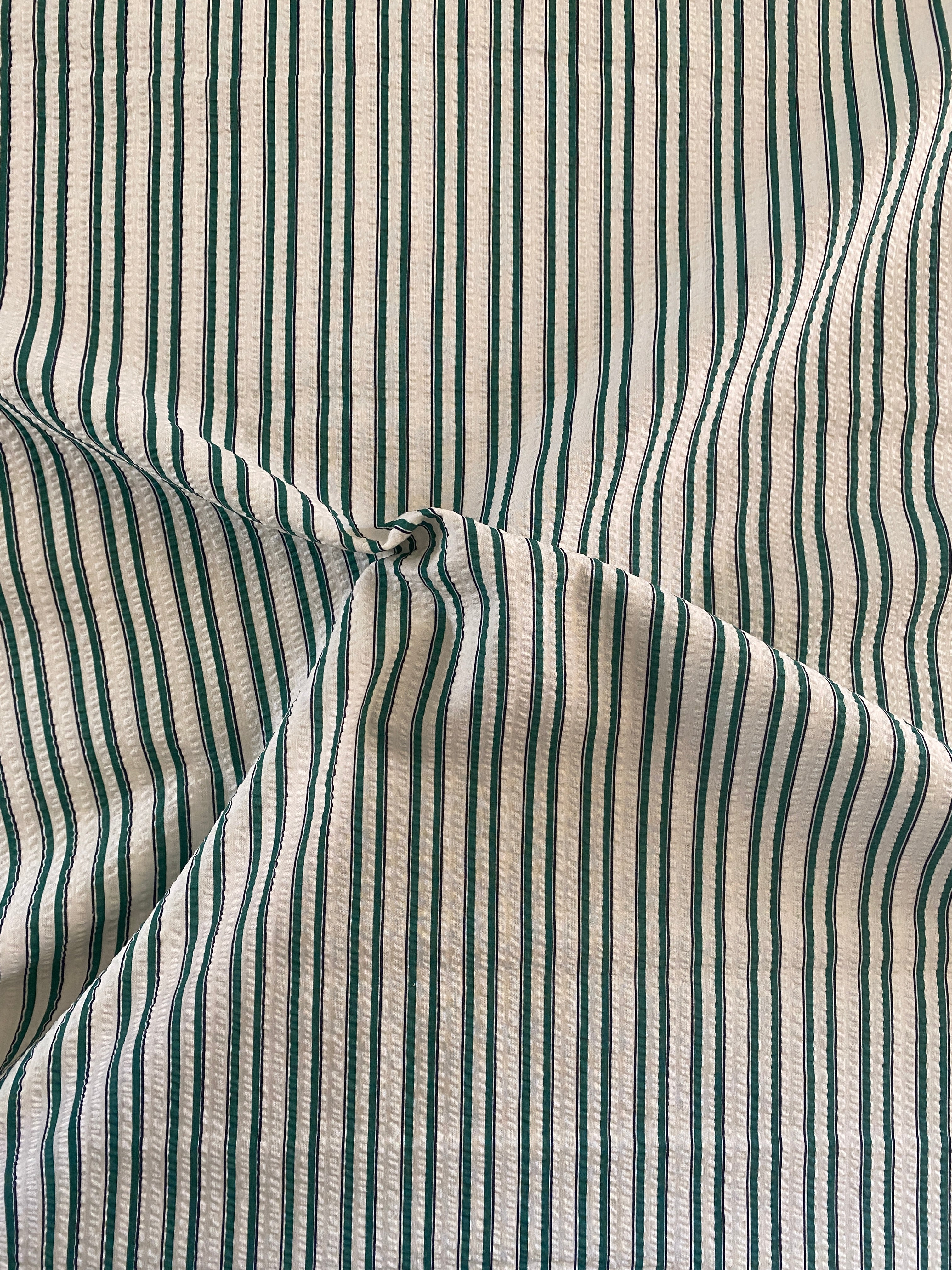 PG ~ Cotton Seersucker ~ Green Stripe - The Avid Seamstress