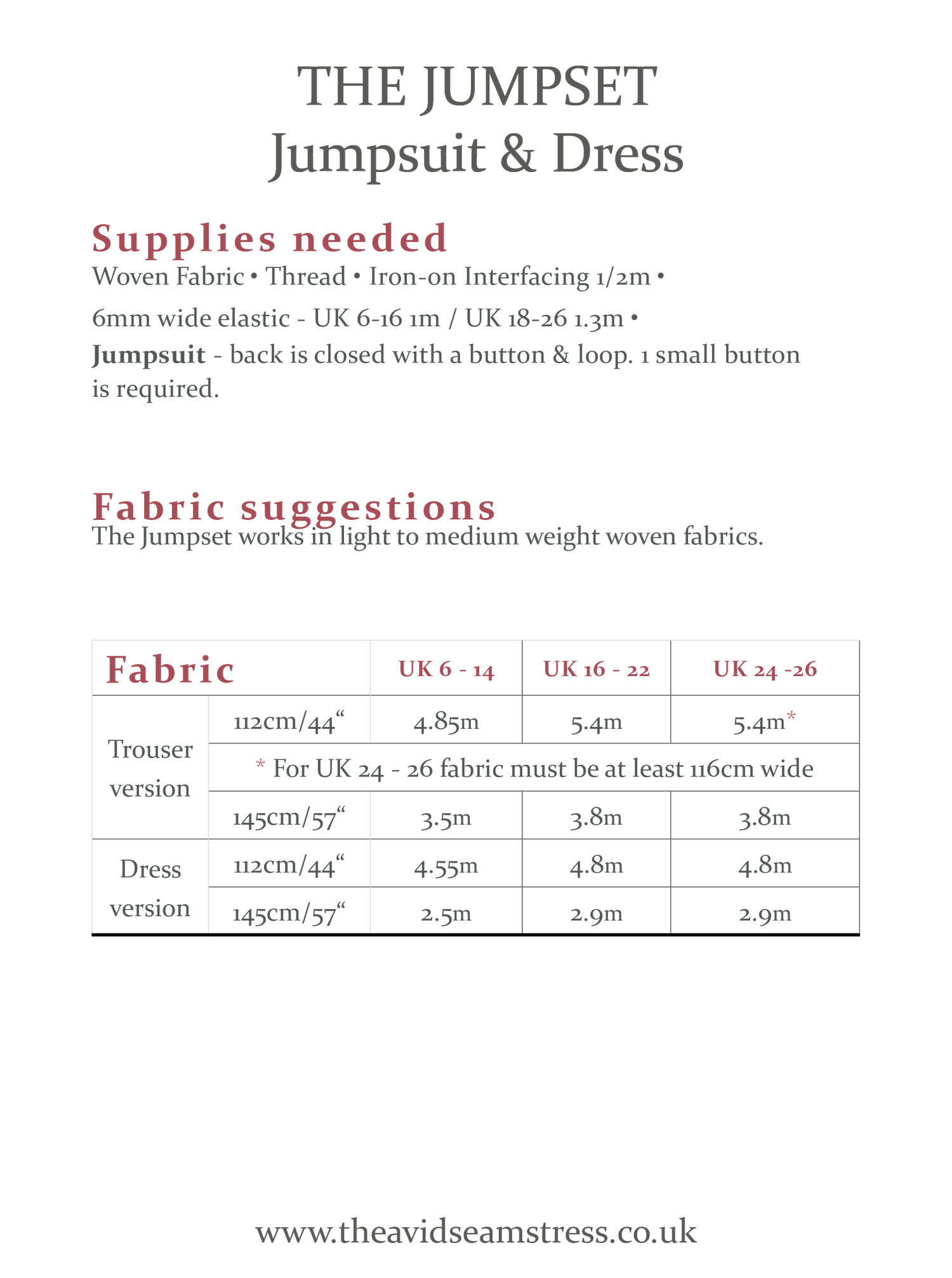 * NEW * The Jumpset - Jumpsuit &amp; Dress Sewing Pattern - The Avid Seamstress