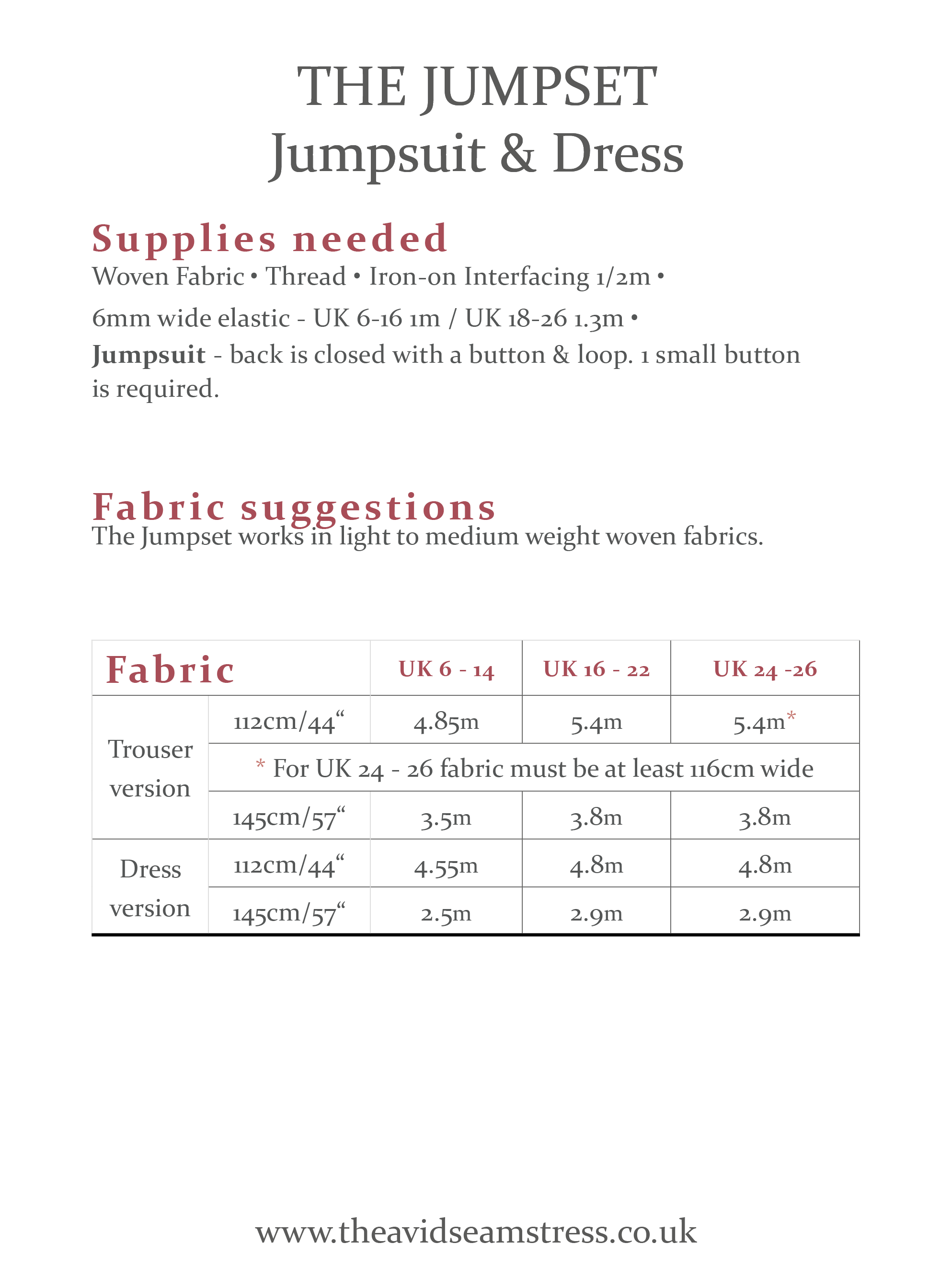 * NEW * The Jumpset - Jumpsuit &amp; Dress Sewing Pattern - The Avid Seamstress