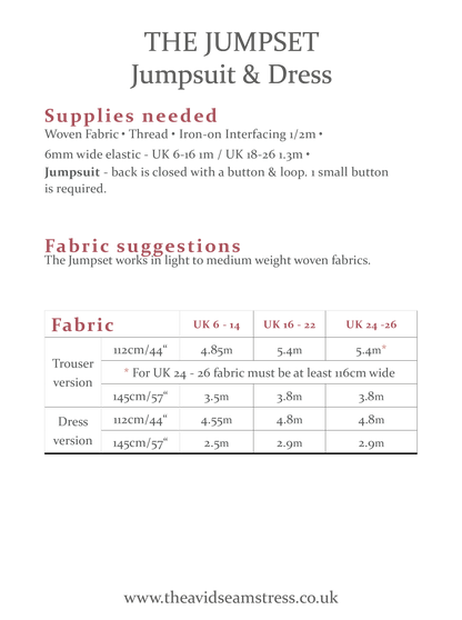 * NEW * The Jumpset - Jumpsuit &amp; Dress Sewing Pattern - The Avid Seamstress