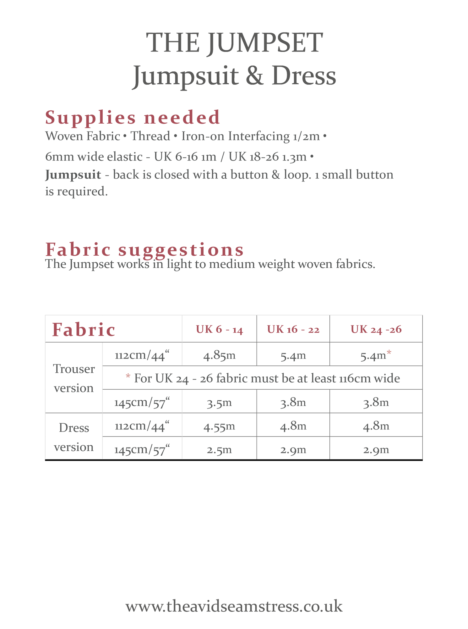 * NEW * The Jumpset - Jumpsuit & Dress Sewing Pattern - The Avid Seamstress