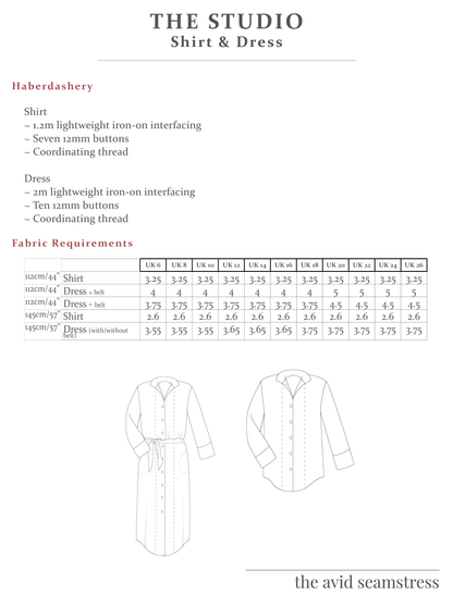 The Studio Shirt &amp; Dress Sewing Pattern - NEW - The Avid Seamstress