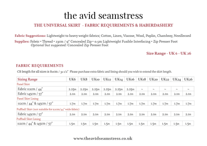 ** NEW ** The Universal Skirt Sewing Pattern - The Avid Seamstress